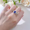 Bagues de cluster S925 Silver Ring Lace Edge Sapphire 6 8 Ovale Mode Romantique