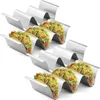 Plattor Taco Holder 4 -förpackningar - Rostfritt stålhållare Uppsättning av ugnsbrickor Grill Stativ Stylish Rack med handtag