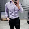 Männer Casual Hemden Männer Langarm Einfarbig Frühling Hohe Qualität Business Revers Slim Weiß Schwarz Kleid Kleidung