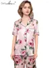 Hemkläder 2024 Kvinnor Real Silk Pyjama Set 6a 19 mm Mulberry Pyjamas Sleepwear Floral Tryckt långärmad pyjamas p36711qm