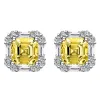 Ohrringe Shop 925 Sterling Silber Asscher geschnitten 7*7mm Citrine High Carbon Diamond Edelstein 18K Gold plattiert Ohrringe Stollen Fein Schmuck