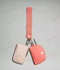 lu dual pouch wristlet pink keychainミニヨガバッグデタッチ可能なミニジップリストレットウォレットポータブルキーチェーンウォレットデザイナー財布ミニジムバッグコインポケット