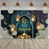 Decoração de festa Happyeid Pano de fundo 2024 Eid Banner Po Booth Props 70x43inch Pogal fundo temático