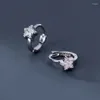 Boucles d'oreilles créoles INZAReal en argent Sterling 925, étoile en Zircon de 8MM pour femmes, bijoux fins classiques, accessoires minimalistes