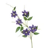 Dekorativa blommor Realistiska plastiska 5-huvud Clematis Fake Flower Easy Care Simulation for Wedding Home Decor Decoration