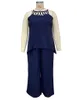 Modern and Comfortable Women's Casual Set with Grid Irregular Tops and Wide Leg Pants Perfect for a Contemporary and Relaxing Look AST48986