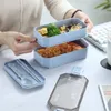 850ml 2 طبقات Bento Box Box Eco-Firidly Box Box Food Container Whitt Straw Material Microwavable Minware Bunchbox