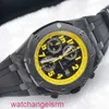 AP Relógio de Pulso Cronógrafo Royal Oak Offshore Série 42mm Máquinas Automáticas 26176FO Forjado Carbono Bumblebee Relógio Esportivo Masculino