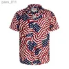 Mäns avslappnade skjortor Amerika hawaiian flagga män mode skjortor för man ogräs kläder 3d tryckt strand kort ärm y2k vintage klädblus blomma 240402