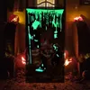 Decoração de festa brilho escuro porta guarnição assustador halloween cortina decorações adereços para frente