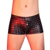 Underpants Men Elastic Shorts Briefs Men's Faux Leather Snake Leopard Print Underwear Mid-rise 3d U-convex Stretchy Skinny