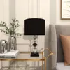 Prachtige kristallen geometrische diamanten tafellamp met zwarte voet en kap - Elegante 21" heldere lamp voor modern interieur