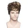 Perruques oucey perruque de courte durée des hommes et perruques naturelles lisses pour hommes perruque synthétique de cheveux raide pour mâle noire gris gris pixie cut wigs hommes