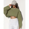 Gym kleding vrouwen lange mouw korte y2k crop top mode ronde nek gebreide sweatshirts dames lente herfst massief kleur losse trui