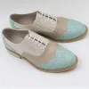 Oxfords echte lederen gemengde kleuren blauw witte vintage oxford schoenen dames bullock derby platte schoenen skor vier seizoenen oxford schoenen femme