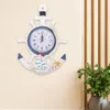 Wall Clocks Anchor Clock Mediterranean Style Beach Theme Nautical Ship Wheel Hanging Decor For Office Kitchen Bedroom Living Towel