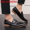 Casual schoenen 2024 Vintage heren lederen klassieke slip op zakelijk merk puntige neus Oxford formele kleding Bureau