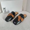 Luxo moda chinelo designer novo estilo mulheres casual sapato sliders sandale senhora slide mules verão mocassins presente sandália de salto plano clássico marrom praia sapatos de couro