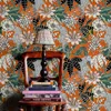 Wallpapers laranja botânico floral papel de parede casca e vara decoração do quarto flores pretas pvc durável casa armário adesivos