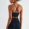 SHINBENE Blote Naakte Gevoel Lace Up Workout Gym Yoga Bras Vrouwen Sexy Halter Dans Fitness Sport Bh Tops Brasserie size410