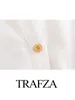 Casual Dresses TRAFZA Summer Elegant Fashion Women White Belt Shirt Dress Woman Long Sleeve Single Breasted Lapel Slim Mid Length