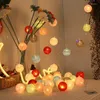 Strings Romantic LED Cotton Ball String Lights Fairy Garlands Wedding Decoration For Home Party Christmas Decor Outdoor Garden