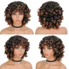 Perücken kurzes Haar Afro Kinky Curly Perücken synthetisch mit Pony für schwarze Frauen flauschiger afrikanischer Ombre Cosplay natürliche braune Perücken Afro Yokas