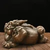 Decorative Figurines 4"Tibetan Temple Collection Old Brass Ingots Three-legged Frog Bull King Golden Toad Statue Gather Wealth Office