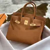 10A Designer di qualità specchio Borse personalizzabili fatte a mano complete 25 cm 30 cm Togo Borsa con manico in vera pelle Borsa marrone di lusso con hardware dorato th65jjk