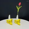 Vases Handmade Art Ceramic Banana Vase Living Room Bedroom Desktop Dry Flower Arranger Creative Fruit Decorative Ornament