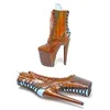 Танцевальная обувь, модные пикантные модели, женские туфли из искусственной кожи на платформе, вечерние туфли на высоком каблуке 20 см/8 дюймов, 470