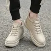 Casual Shoes Men Leather Low Cut Sneakers Breathable Height 3/6CM Invisible Increasing Plus Size 37-47