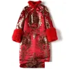 Ubranie etniczne jesienna zima szanghaj historia jedwabna mieszanka kobiet qipao chińska sukienka długoternowy cheongsam suknia kolanowa dhusp oriental dhusp