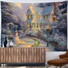 Tapestries Christmas City Oil Painting Tapestry Wall Hanging Bohemian Hippie Tapez Festival Art Bedroom Living Room Home Decor