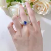 Bagues de cluster S925 Silver Ring Lace Edge Sapphire 6 8 Ovale Mode Romantique