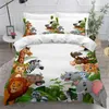 Bedding Sets Cartoon Zoo Duvet Cover 3D Forest Animal Set For Kids Girls Soft Microfiber Quilt With Zipper Closure