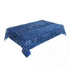 Tischdecke, rechteckig, wasserdicht, ölbeständig, blaue Jeans-Textur, Tischdeckenrückseite, elastische Kantenabdeckung, 114,3–127 cm, Passform Denim