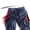 Herren Jeans 2024 Y2k Japanisch Koreanisch Modis Modische Quastenhose Kill MaPunk Style Hose Strap Splicing