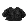 Giacche Camicetta per ragazze Bowknot Bella e dolce stile principessa Casual All-match Top per bambini per l'autunno inverno 2024