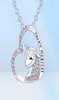 Unicorn Pendant Necklace Cute Lucky Heart Crystal Birthstone Horse Necklaces You Are Magical Jewelry Birthday Gift Girls58589867677581