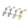 Nya punkteringsmycken Cross Diamond Navel Ring Alloy Pendant Navel Nail Navel Buckle Manufacturers Direct Wholesale