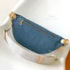 10A Mirror Quality Luxury Shoulder Bag Canvas Bag 38CM Cowhide Waist Bag Designer Denim Fanny Bag Women's Designer Bag Strap Box YL311