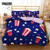 Sängkläder set Popcorn Coke Food Däcke Cover Movie Temat Set For Kids Boys Girls Teens Microfiber Eggs Print Quilt Bedroom Decor