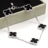 Bracciale Van Clover da donna in argento sterling 925 con doppio lato placcato spesso, versione alta, lusso leggero, cento prodotti artigianali di fascia alta con scatola