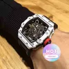 Relógio designer mens relógios movimento automático luxo negócios lazer fibra de carbono masculino relógio mecânico automático esportes