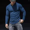 T-shirts pour hommes Hommes Tissu mince Ventiler T-shirts à manches longues Col en V Solide Casual Printemps Automne T-shirts Chemise Lâche Tops Streetwear Tee