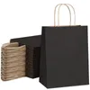 Shoppingpåsar 25/50 st gåva med handtag bär hantverk brun vit väska diy fest festliga leveranser kraftpapper tote