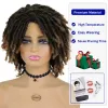 Perucas gnimegil sintéticas de cabelo fofo dreadlock peruca curta tranças de torção perucas para mulheres e homens afro cachear crochet perucas masculino de 15 polegadas