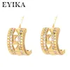 Studörhängen Eyika Creative Design Gold Silver Color C Shape Rivet for Women Charm Zircon Piercing Earring Punk Smyckespresent