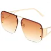 Sonnenbrille Unisex Halbrandlose Sonnenbrille Retro Adumbral Anti-UV-Brille Einzelstrahlbrille Legierungsbügel Ornamental